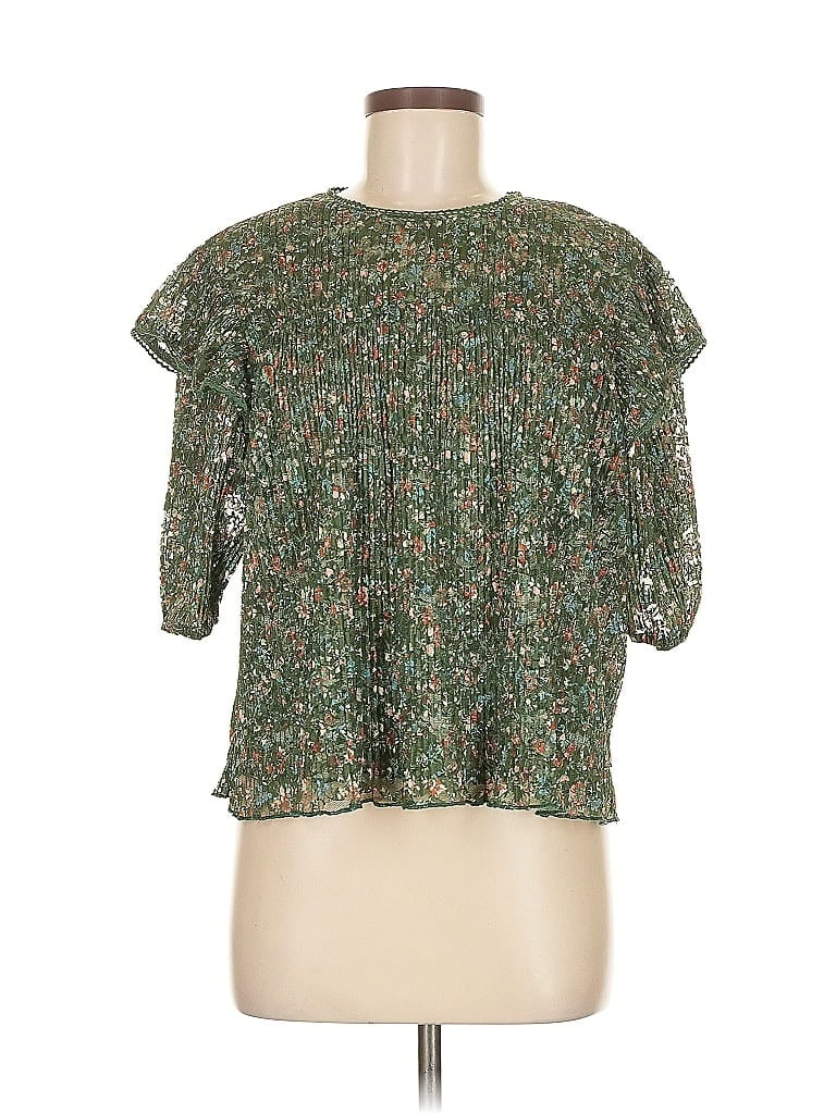 Pre-owned Porridge Short Sleeve Blouse In Green