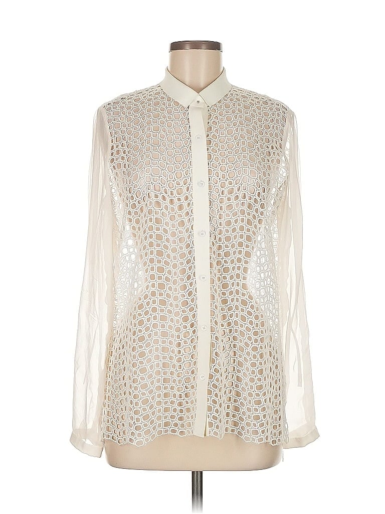 Pre-owned Elie Tahari Long Sleeve Blouse In White