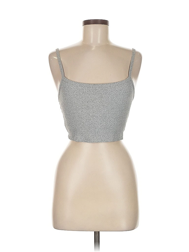 Pre-owned Strut This Tank Top Silver Strapless Neckline Tops