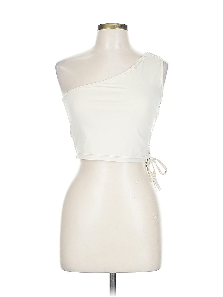 Pre-owned Unbranded Sleeveless Top Ivory One Shoulder Neckline Tops In White