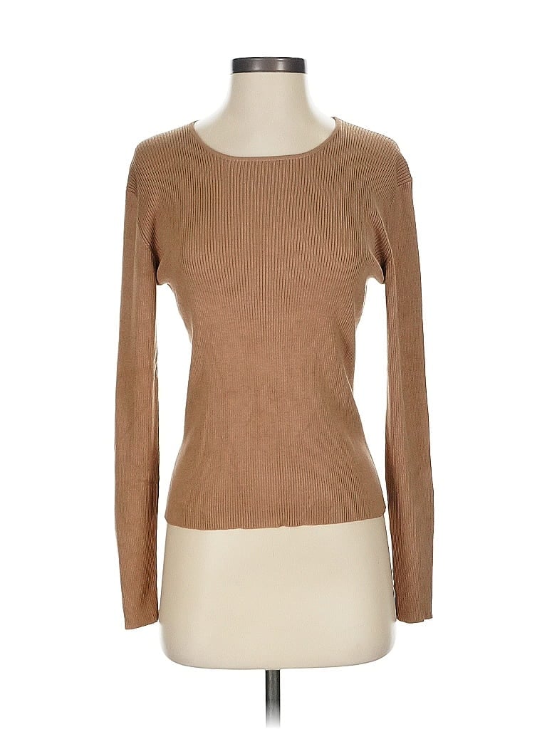 Carlisle Brown Long Sleeve Silk Top Size S - photo 1