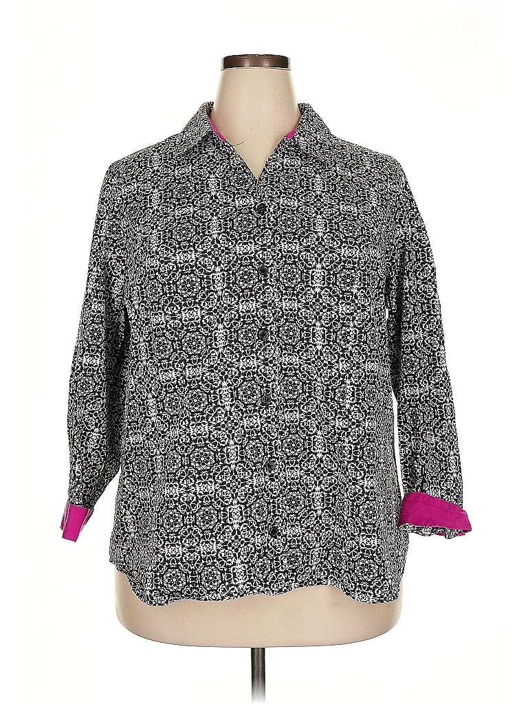 Pre-owned Cj Banks 3/4 Sleeve Button Down Shirt In Gray