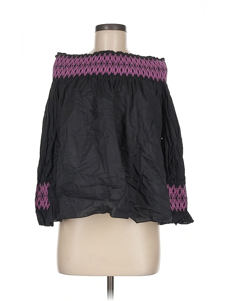 Pre-owned Maje Long Sleeve Blouse In Black