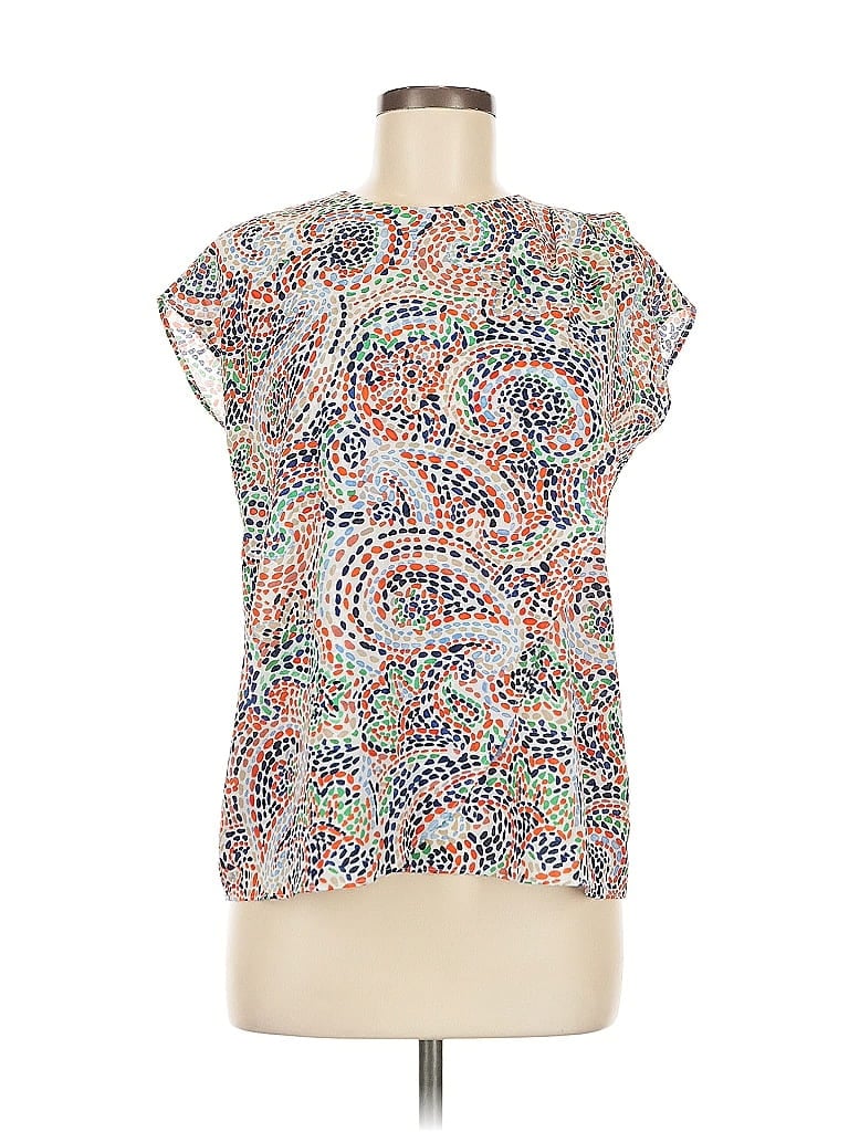 Pre-owned Liz Claiborne Short Sleeve Blouse In White