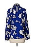Ann Taylor LOFT Outlet 100% Polyester Floral Blue Long Sleeve Blouse Size M - photo 2