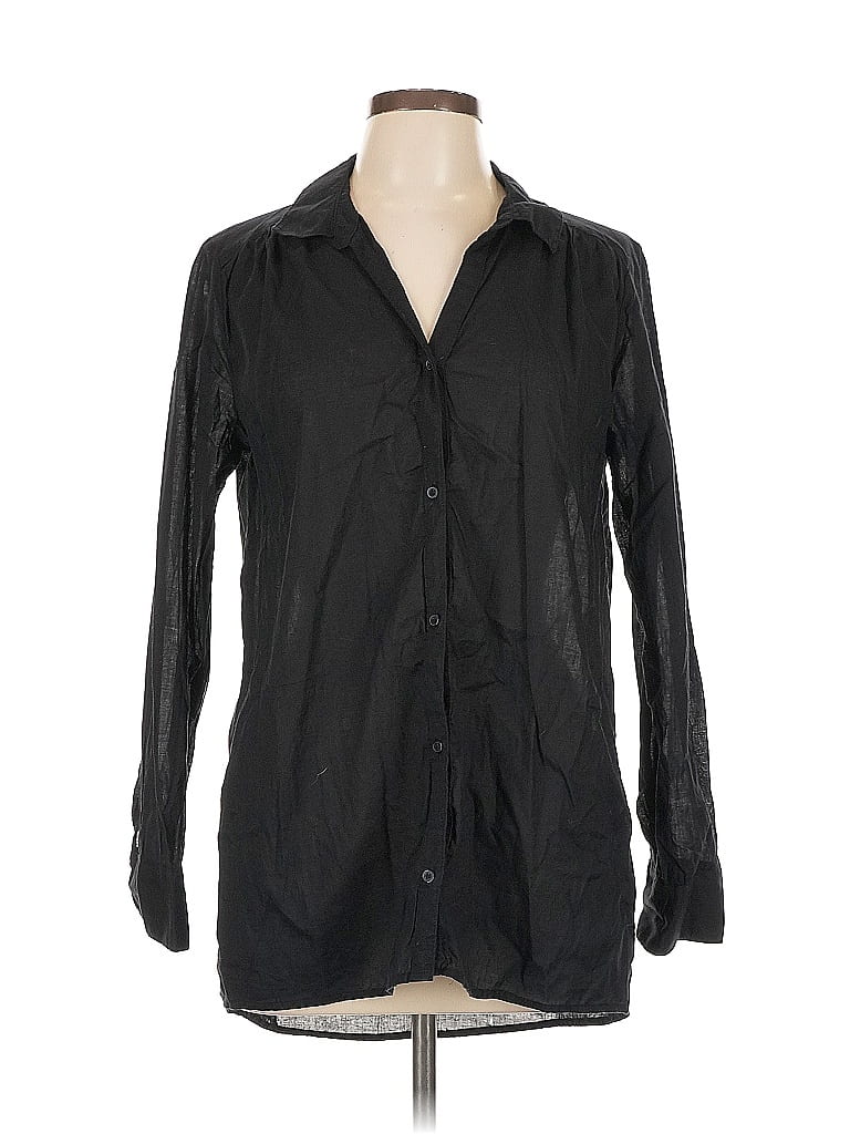 Pre-owned Unbranded Long Sleeve Button Down Shirt In Black