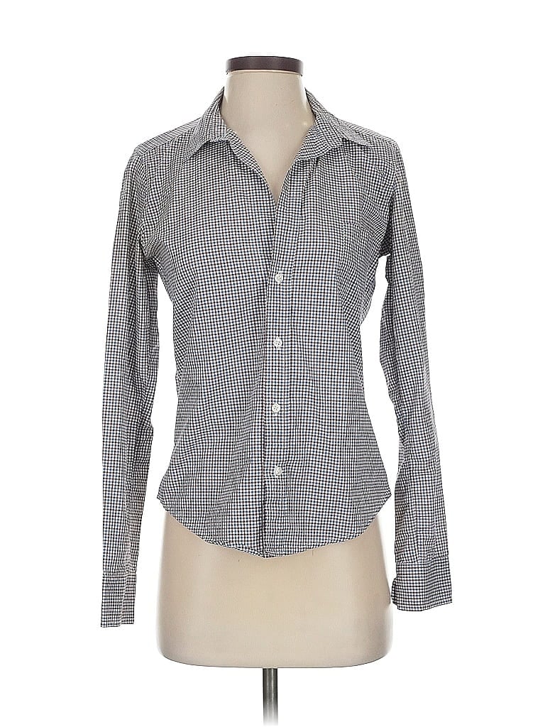 Frank & Eileen 100% Cotton Houndstooth Gray Long Sleeve Button-Down Shirt Size XS - photo 1