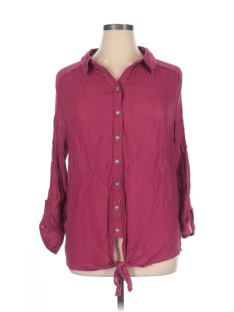 Pre-owned New Directions 3/4 Sleeve Blouse In Burgundy