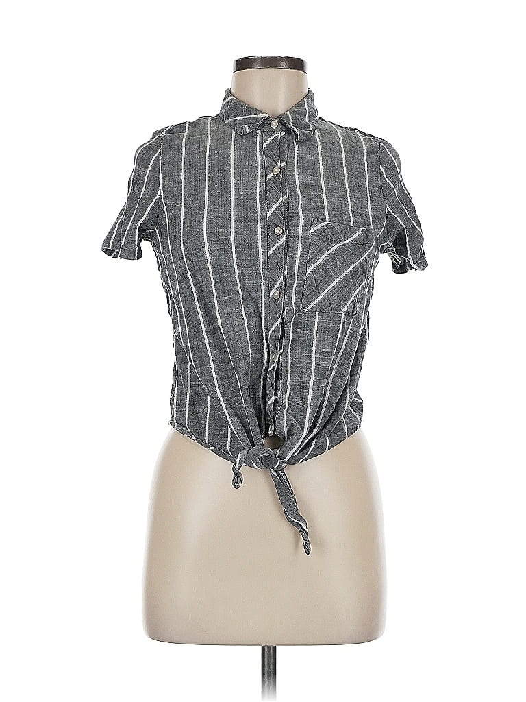 Pre-owned Universal Thread Short Sleeve Blouse In Gray