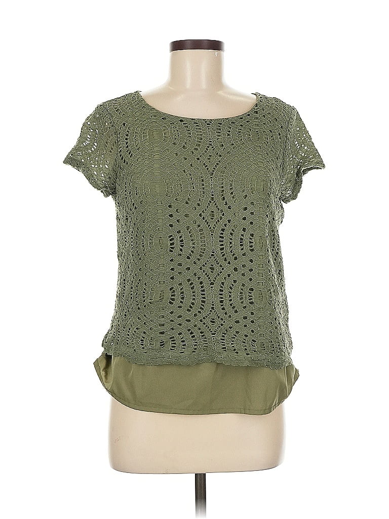Pre-owned J.crew Factory Store Short Sleeve Top Green Scoop Neck Tops