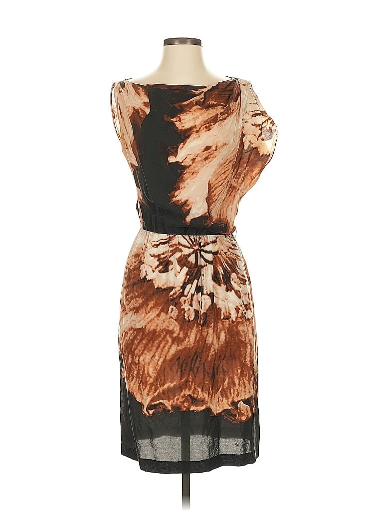 Robert Rodriguez 100% Silk Graphic Brown Cocktail Dress Size S (estimated) - photo 1