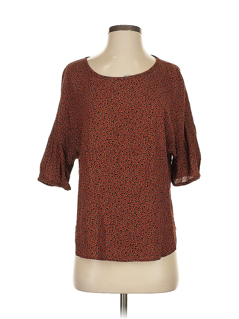 Pre-owned Platinum Short Sleeve Blouse In Brown