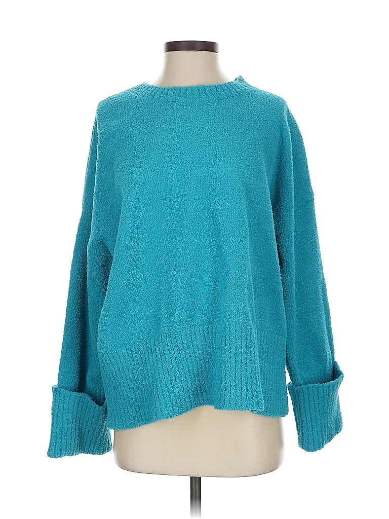 Anrabess 100% Polyester Solid Teal Blue Pullover Sweater Size S - photo 1