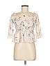 Saylor 100% Cotton Ivory 3/4 Sleeve Blouse Size M - photo 1