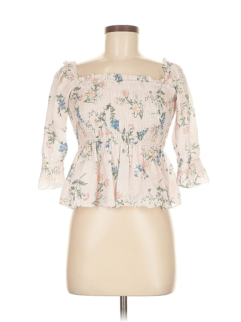 Saylor 100% Cotton Ivory 3/4 Sleeve Blouse Size M - photo 1