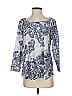 One World 100% Polyester Blue 3/4 Sleeve Top Size S - photo 1