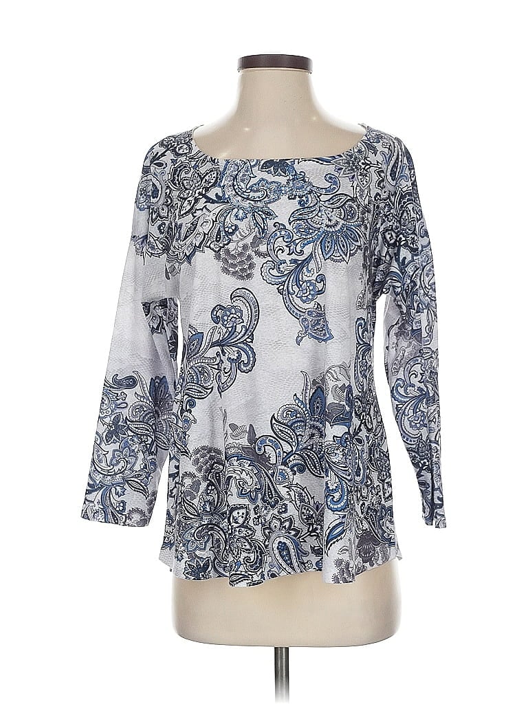 One World 100% Polyester Blue 3/4 Sleeve Top Size S - photo 1