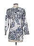 One World 100% Polyester Blue 3/4 Sleeve Top Size S - photo 2