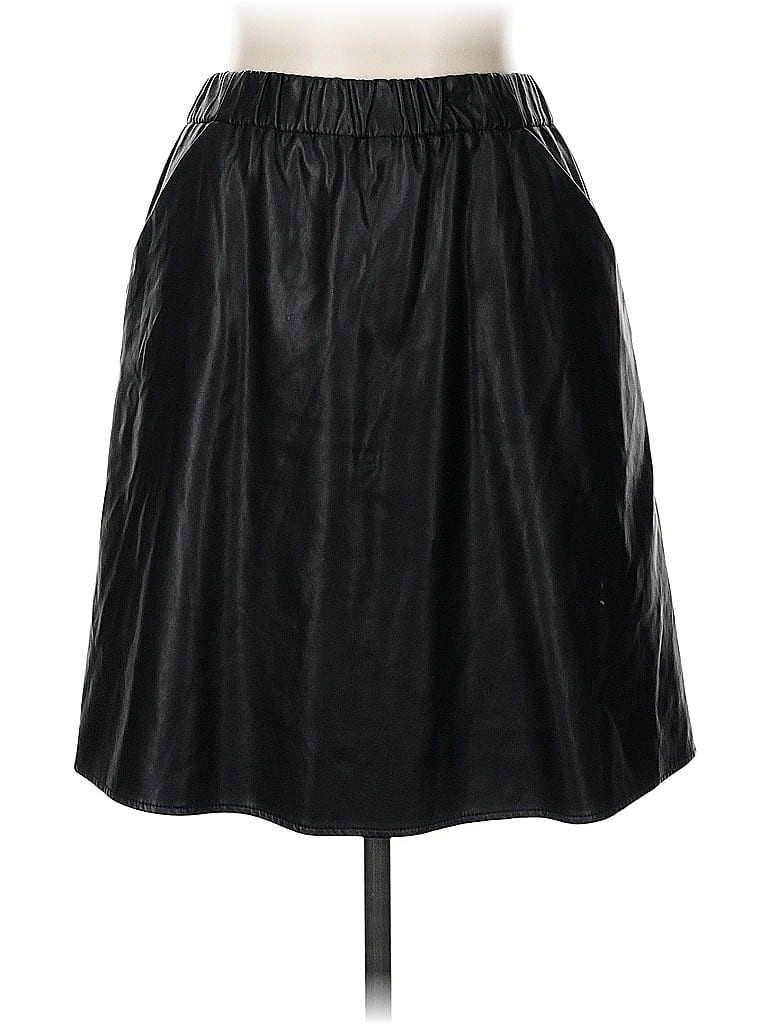 Pre-owned Slate & Willow Faux Leather Skirt In Black