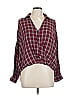 Lou & Grey for LOFT 100% Viscose Plaid Burgundy Long Sleeve Blouse Size L - photo 1