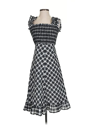Ganni Checkered-gingham Gray Black Casual Dress Size 23 waist (estimated)