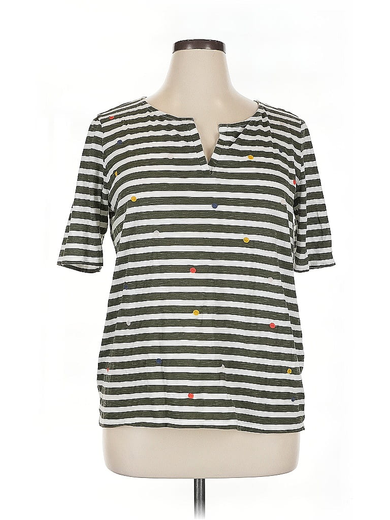 Pre-owned Ann Taylor Loft Outlet Short Sleeve Henley Shirt In Gray