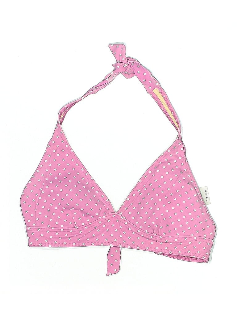 Pre-owned Lands' End Swimsuit Top Pink Polka Dots Pattern Swimwear