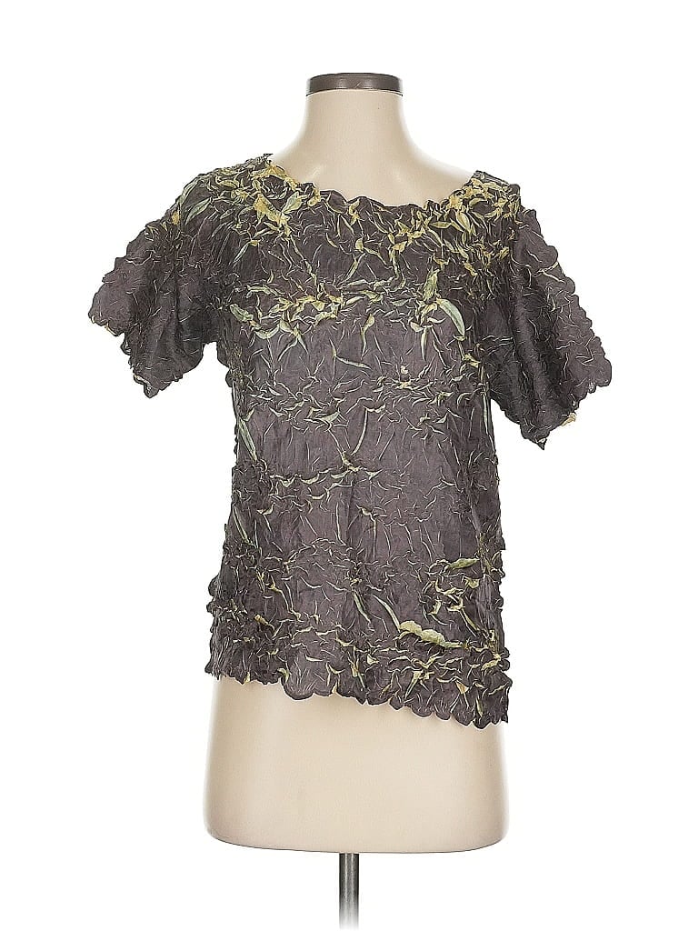 Pre-owned Assorted Brands Short Sleeve Blouse In Gray