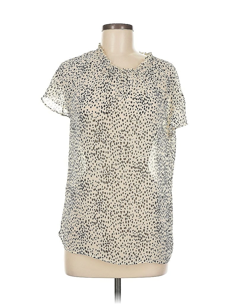Pre-owned Express Outlet Short Sleeve Blouse In White