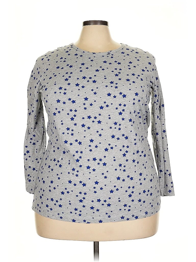 Woman Within Polka Dots Blue 3/4 Sleeve T-Shirt Size 22 - photo 1
