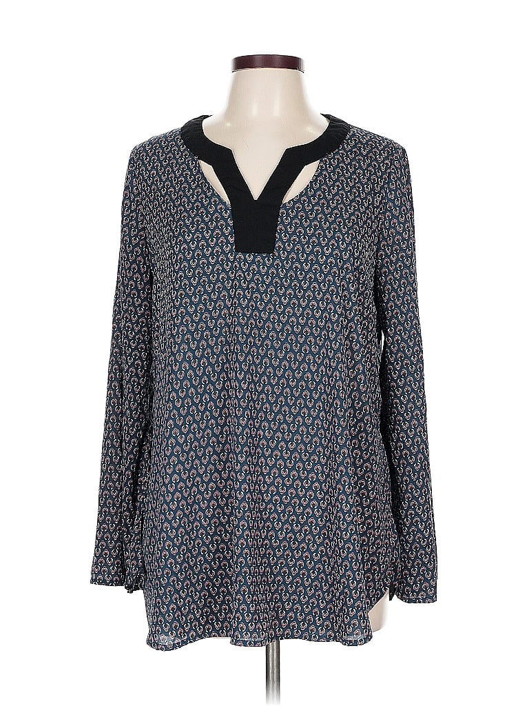 Pre-owned Weekend Suzanne Betro Long Sleeve Blouse In Blue