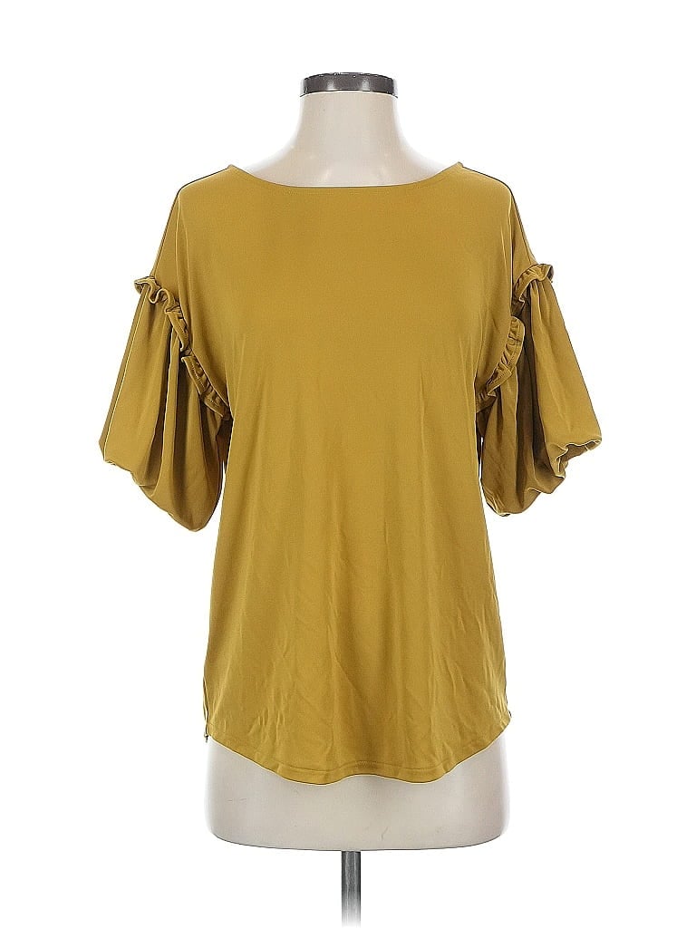 Pre-owned Ann Taylor 3/4 Sleeve T-shirt In Gold