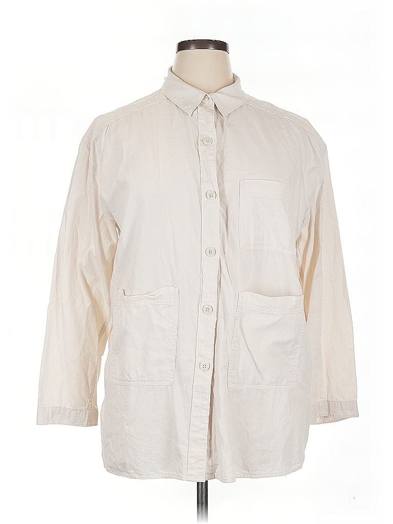 Pre-owned Lee 3/4 Sve Button Down Shirt In White