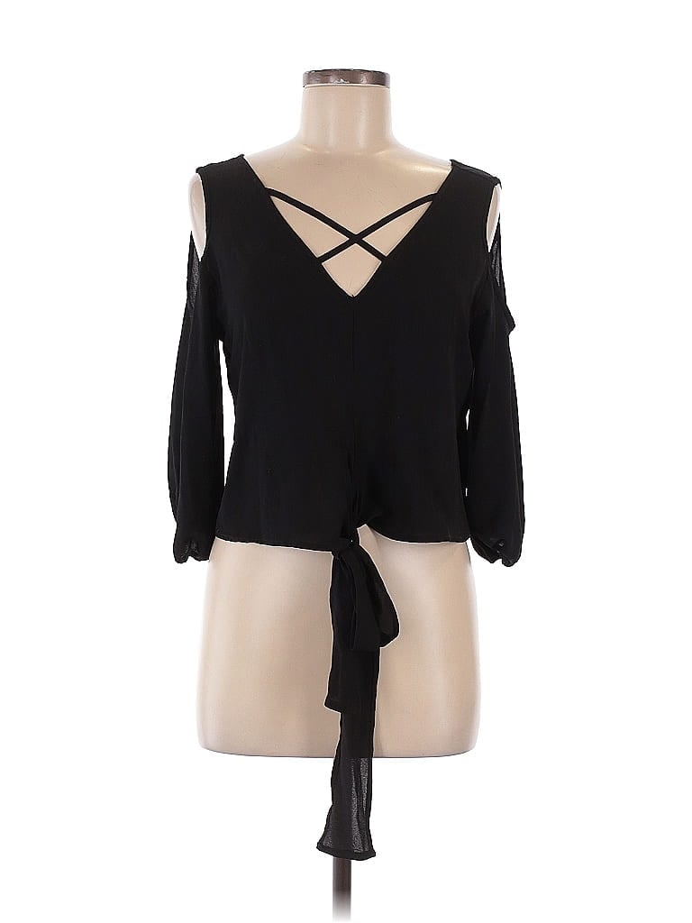 Pre-owned Active Usa 3/4 Sleeve Blouse In Black