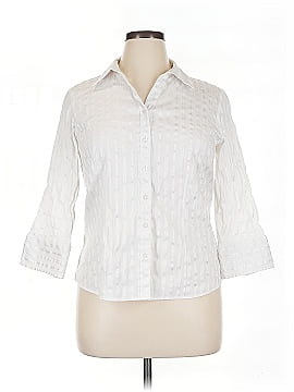 Jm Collection 3/4 Sleeve Button Down Shirt