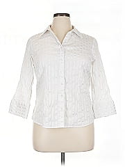 Jm Collection 3/4 Sleeve Button Down Shirt