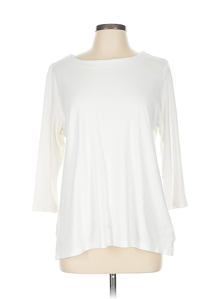 Pre-owned Coldwater Creek 3/4 Sleeve T-shirt In White