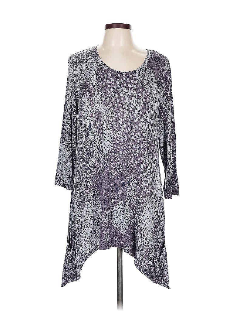 LOGO by Lori Goldstein Gray 3/4 Sleeve Top Size L - photo 1