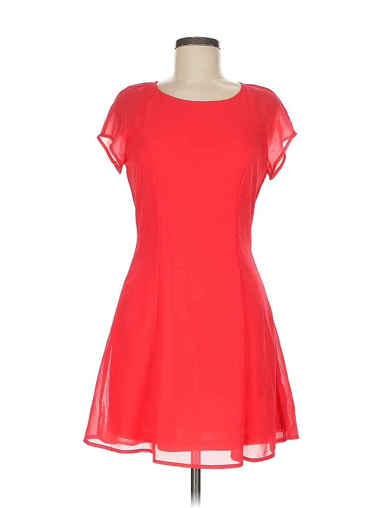 Divided by H&M 100% Polyester Solid Red Cocktail Dress Size 8 - photo 1