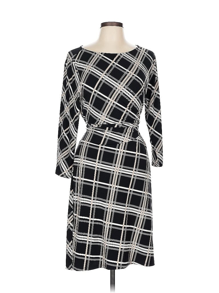 Ann Taylor Factory Argyle Black Casual Dress Size L - photo 1