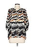 Collective Concepts 100% Polyester Print Black 3/4 Sleeve Blouse Size L - photo 1