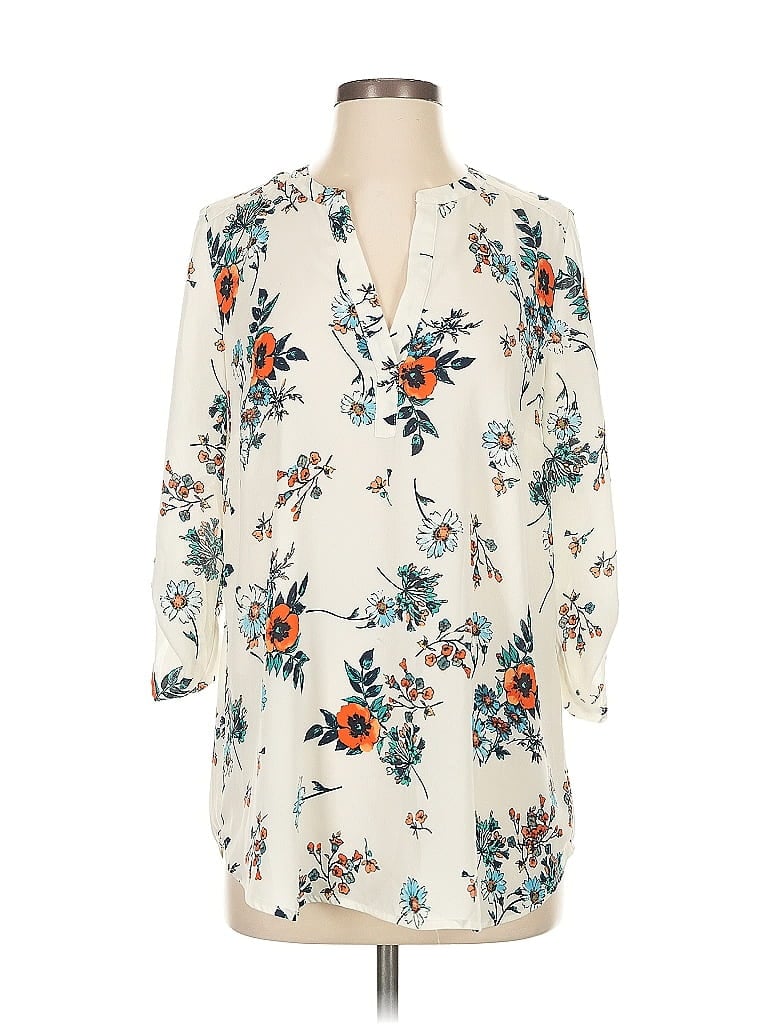 Pre-owned Daniel Rainn 3/4 Sleeve Blouse In White