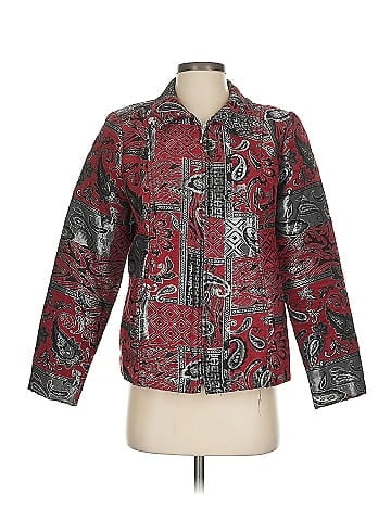 Christopher & Banks Red Paisley Pattern Button-Down Jacket  (view 1)