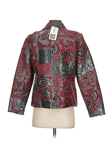 Christopher & Banks Red Paisley Pattern Button-Down Jacket  (view 2)
