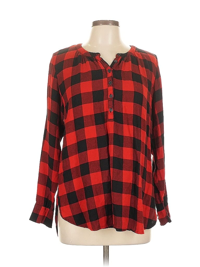 Pre-owned Universal Thread Long Sleeve Blouse In Red