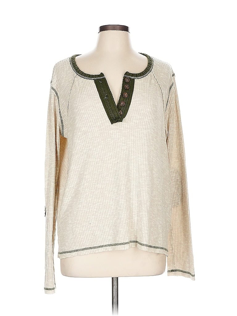 Pre-owned Inc International Concepts Long Sleeve Top Yellow V Neck Tops