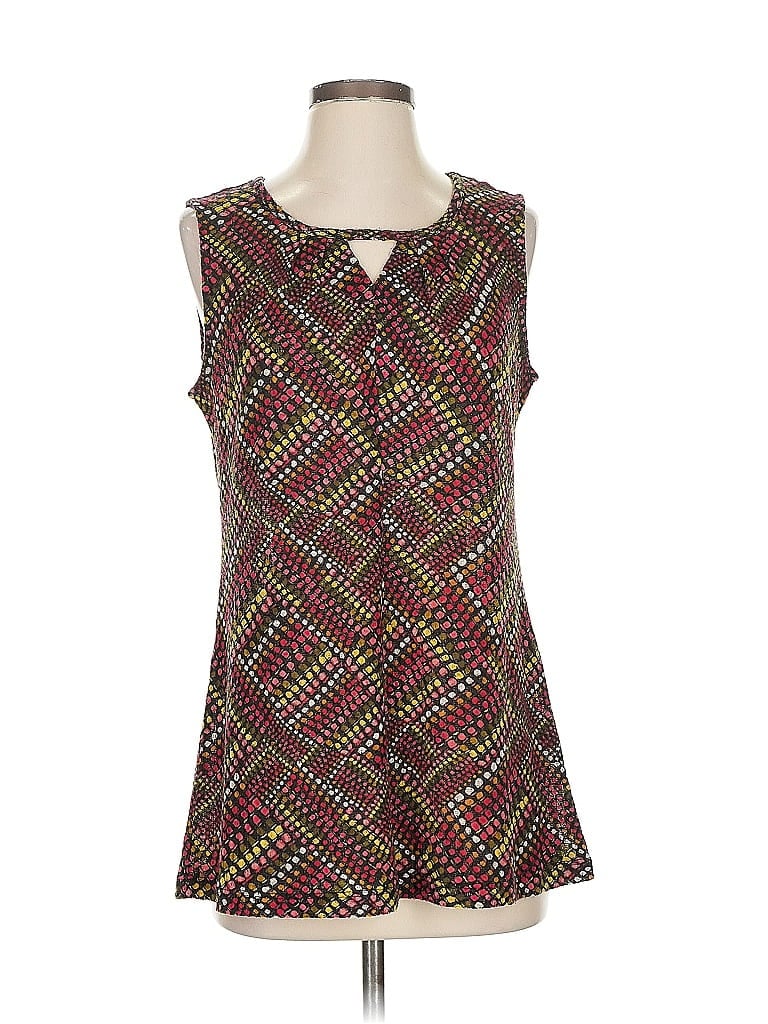 Pre-owned Christopher & Banks Sleeveless Blouse In Burgundy