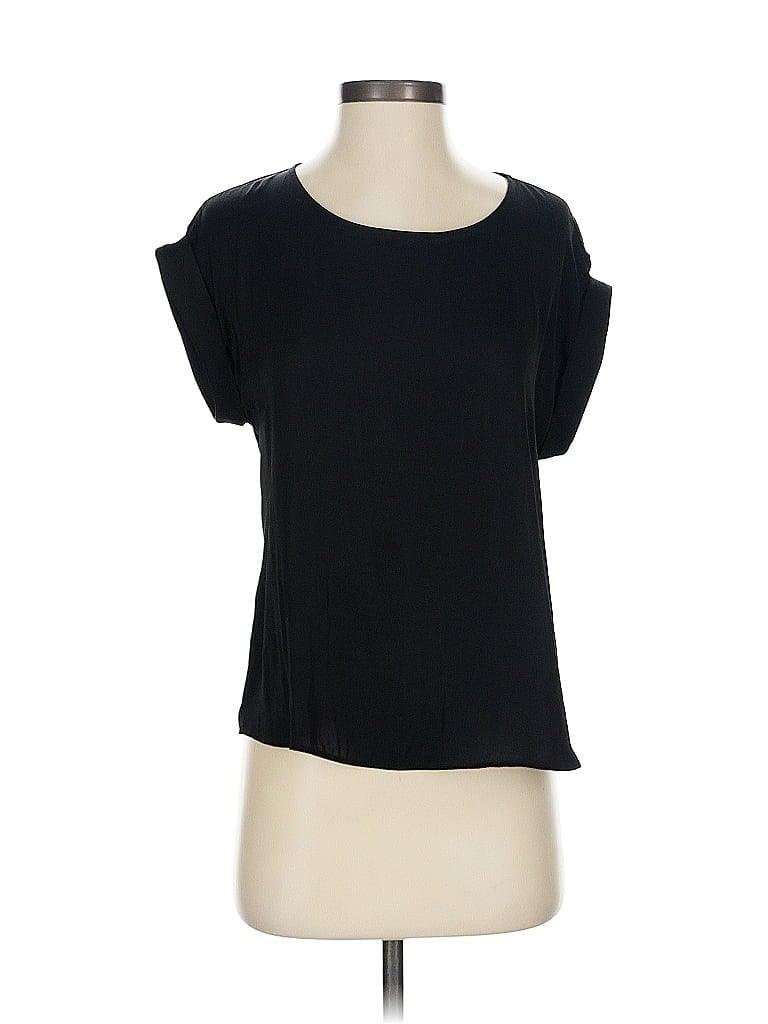 Pre-owned Nine West Short Sleeve Top Black Scoop Neck Tops