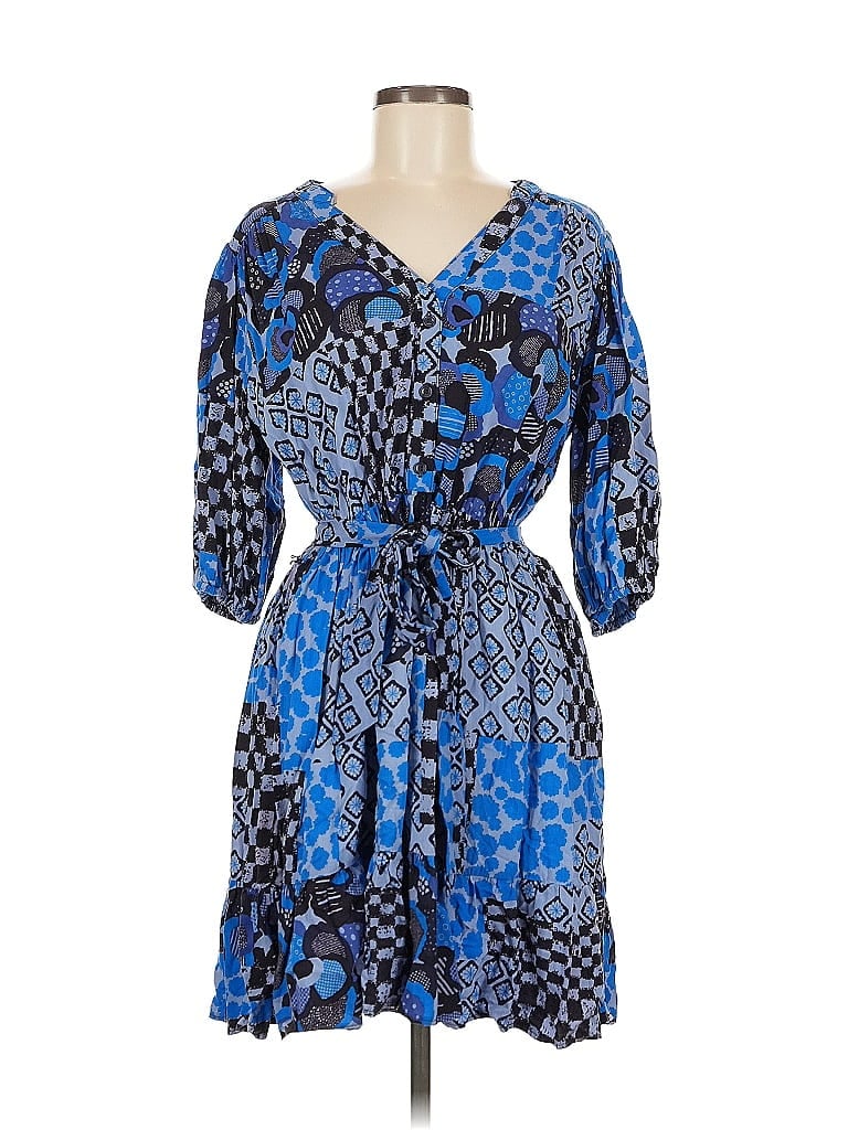 Porridge 100% Rayon Paisley Blue Casual Dress Size M - photo 1