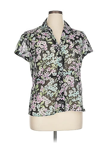 Sag Harbor Black Floral Sheer Blouse Design (view 1)